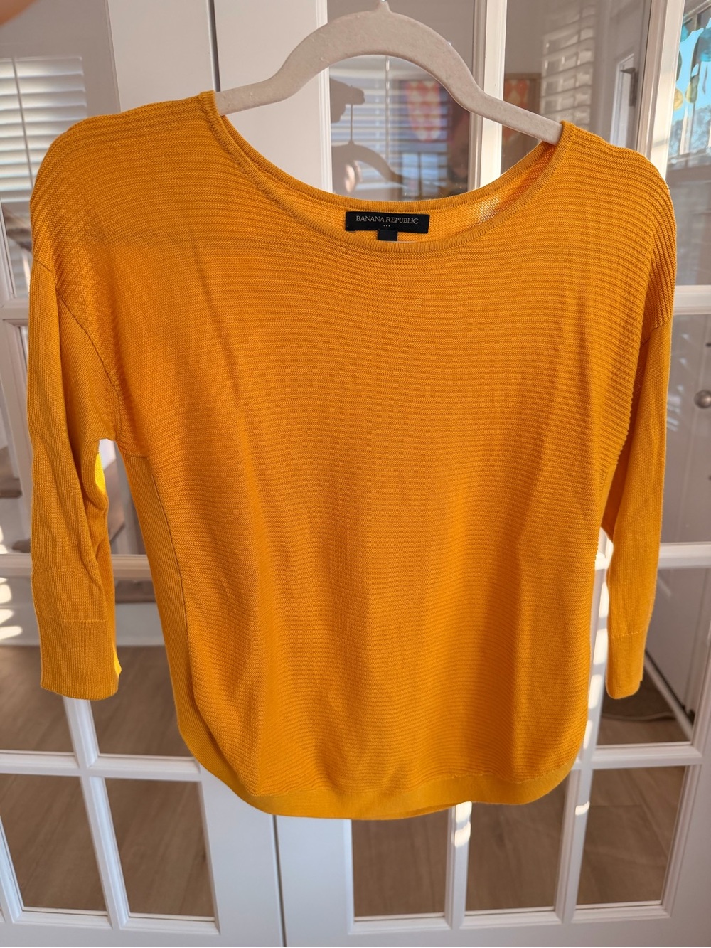 Banana Republic Mustard Yellow High Low Knit Sweater XS